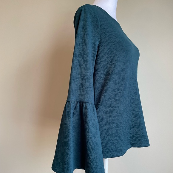 Ann Taylor Green Round Neck Ruffle Long Sleeve Blouse / Shirt - Picture 5 of 9